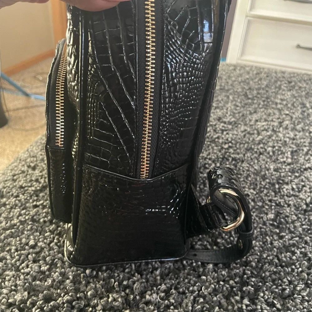 Brahmin Glossy Black Embossed Backpack - Picture 4 of 10